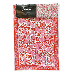Tiramisu Pink & Red Floral Premium Cotton Placemats 13x19 Set of 4 New